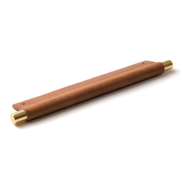 Leather Recessed Pulls | Saddle Tan | Matching Edge | Exposed Brass Core | from