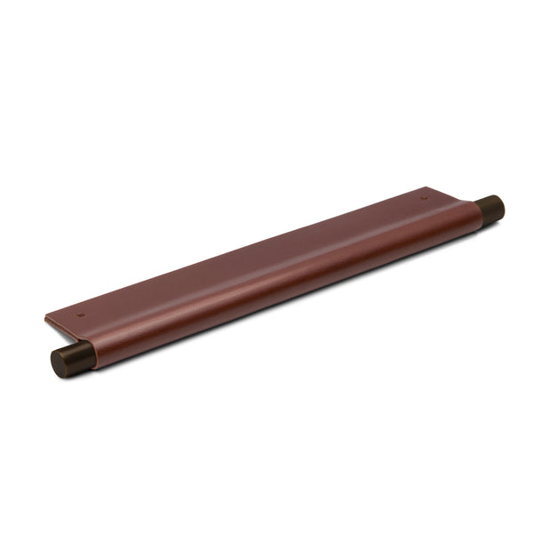 Leather Recessed Pulls | British Tan | Matching Edge | Exposed Aged Brass Core | from