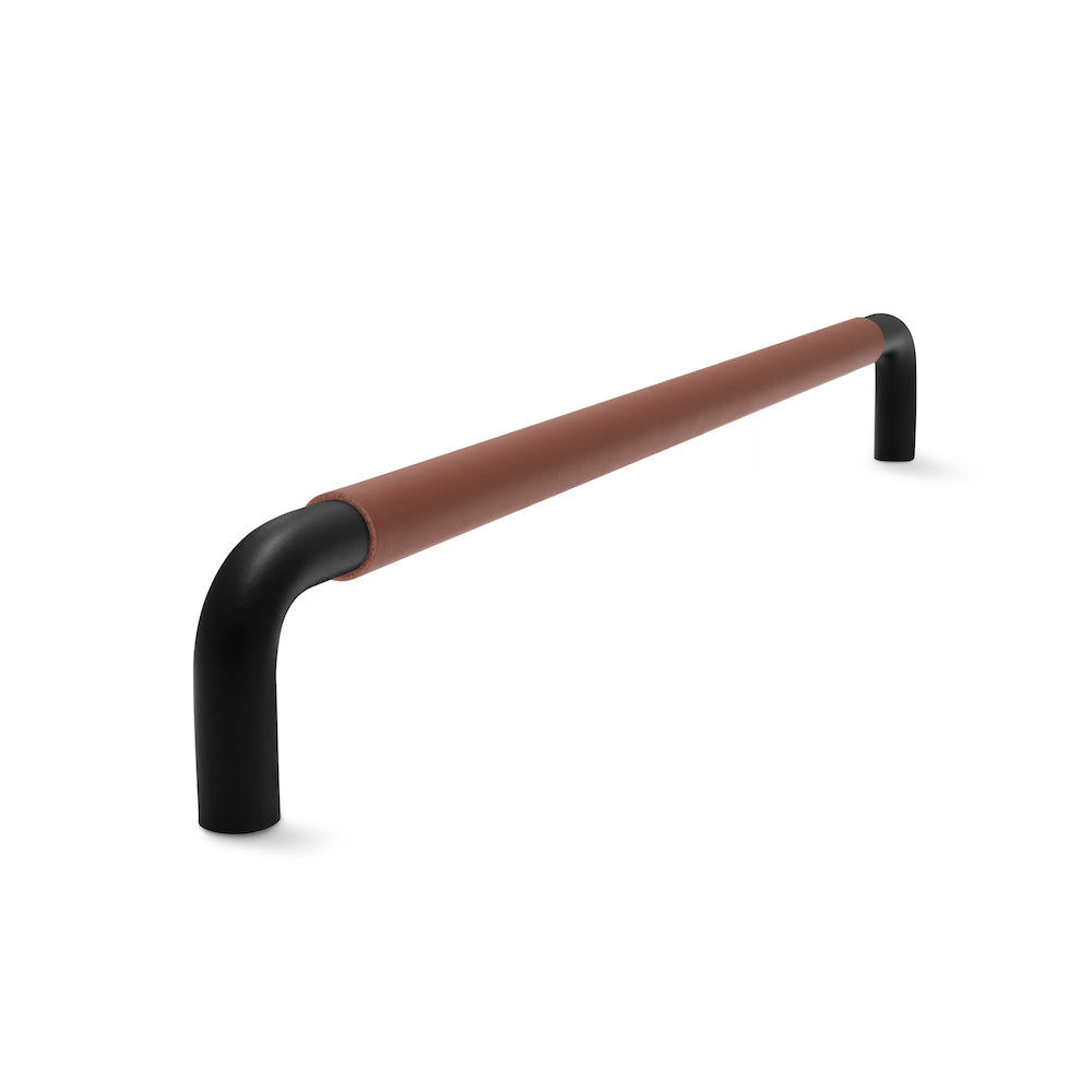 Contour Cabinetry Handle | Black Matt with British Tan Leather Wrap | from