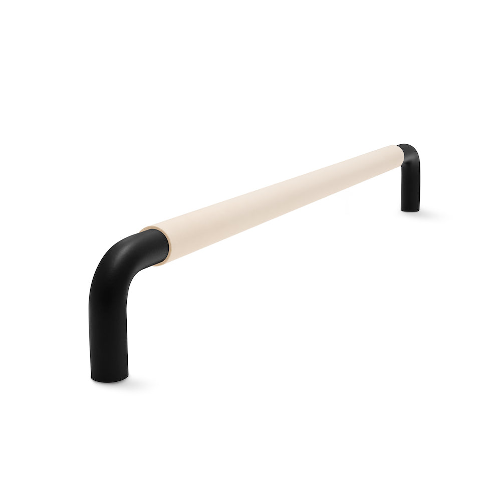 Contour Door Handle | Black Matt with Natural Leather Wrap | from