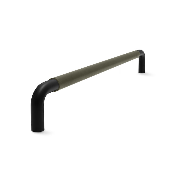 Contour Cabinetry Handle | Black Matt with Olive Leather Wrap | from