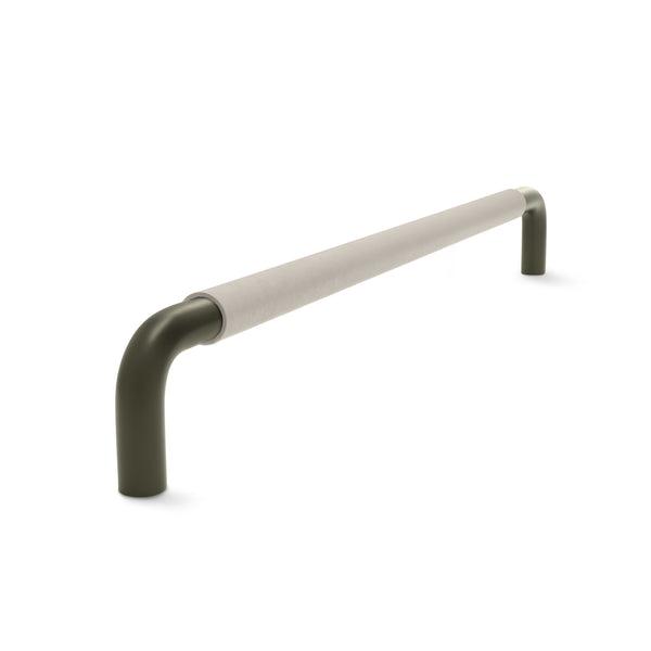 Contour Cabinetry Handle | Olive with Classic Grey Leather Wrap | from