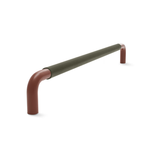 Contour Door Handle | Terrain with Olive Leather Wrap | from