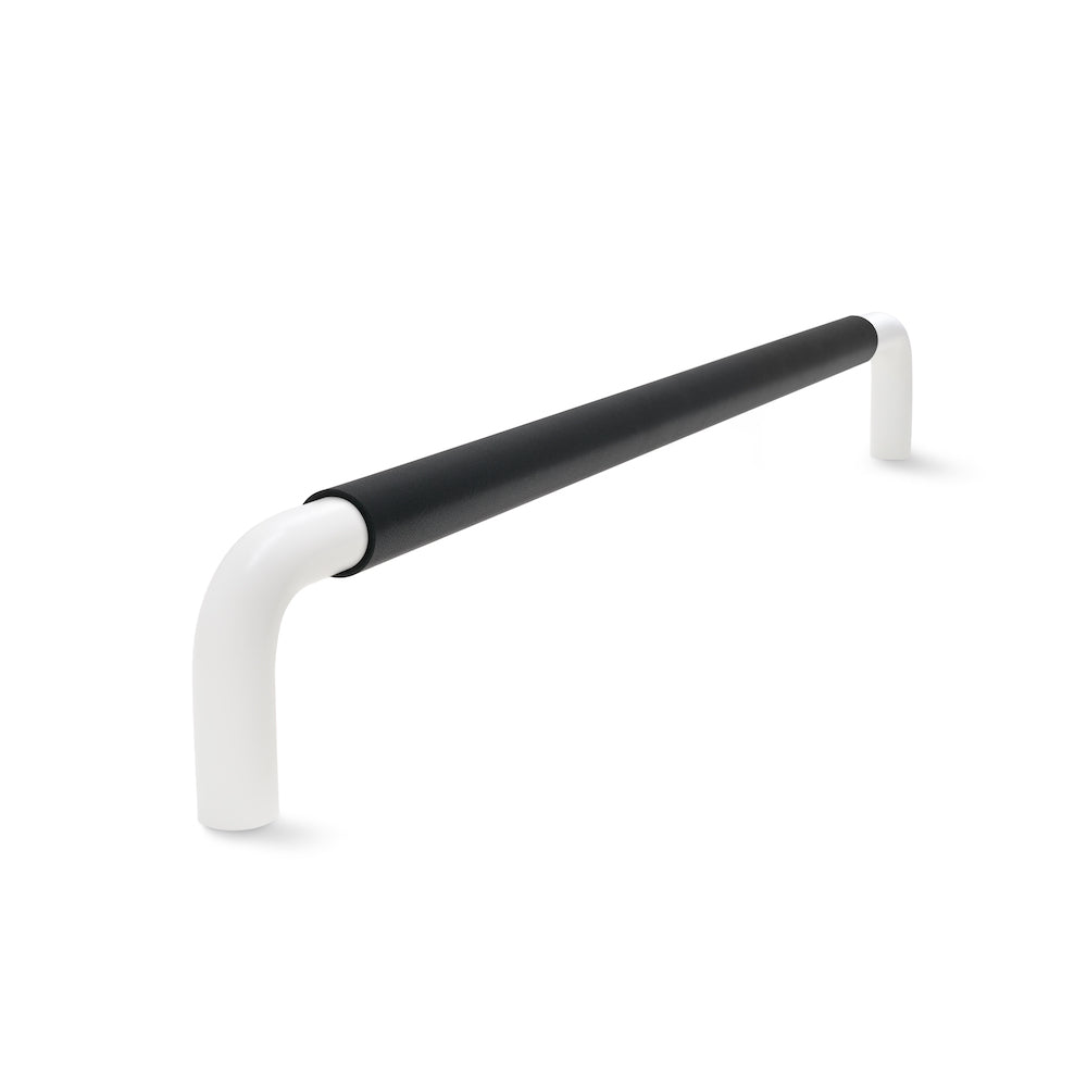 Contour Door Handle | White Satin with Black Leather Wrap | from