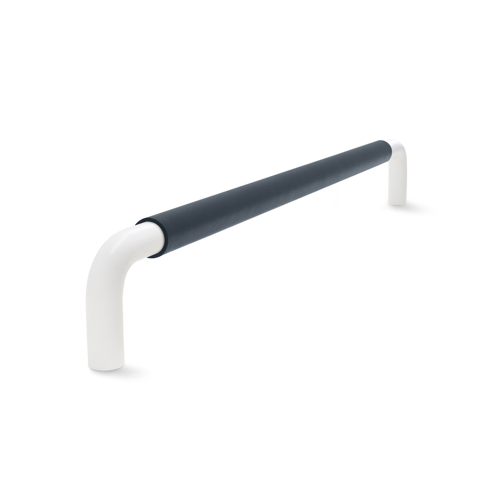 Contour Cabinetry Handle | White Satin with Oxford Navy Leather Wrap | from