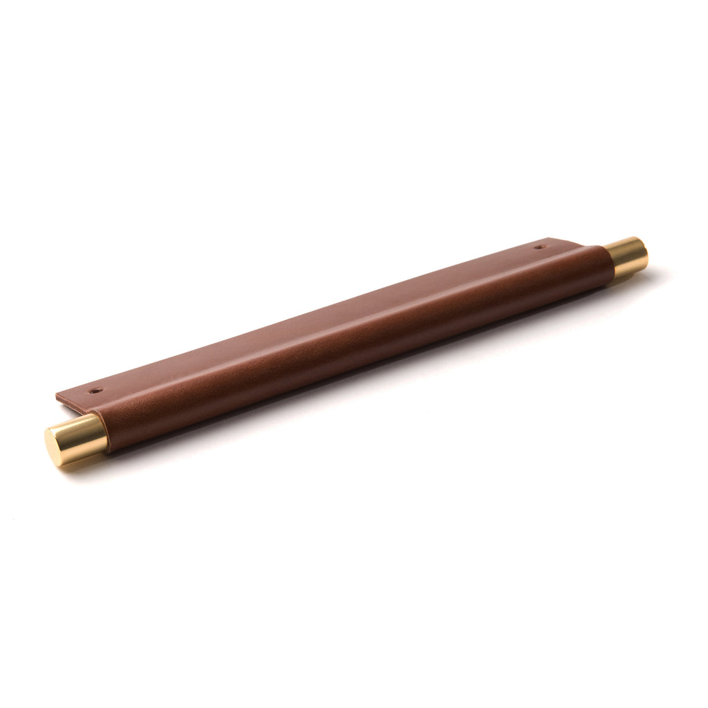 Leather Recessed Pulls | British Tan | Matching Edge | Exposed Brass Core | from