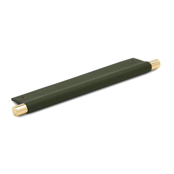 Leather Recessed Pulls | Olive | Matching Edge | Exposed Brass Core | from