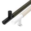 Metal Bar Door Handle | 600mm | Black Satin with Saddle Tan Leather Wrap | Single