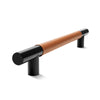 Metal Bar Door Handle | 600mm | Black Satin with Saddle Tan Leather Wrap | Single