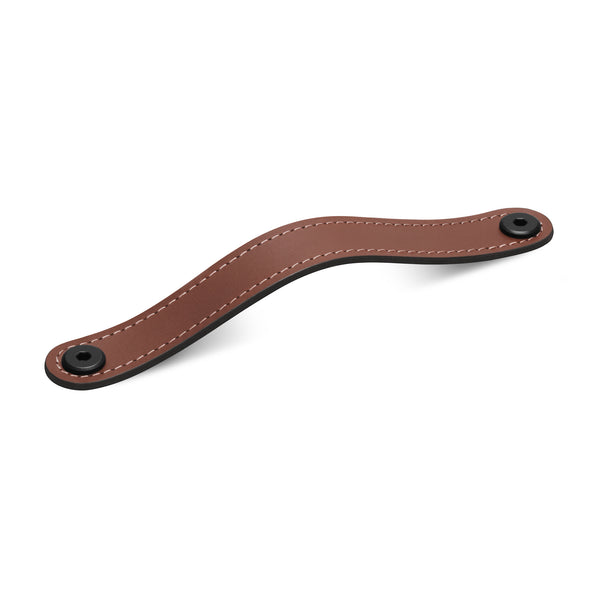 Leather Flat Rounded Handle | Contrast Stitch | British Tan (Fixings Included)