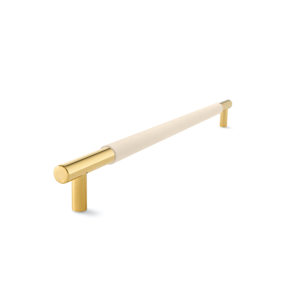 Slimline Cabinetry Handle | Brass Polished with Natural Leather Wrap | from
