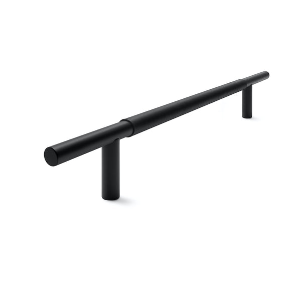 Slim Profile Door Handle | 700mm | Black Matt with Black Leather Wrap | Single