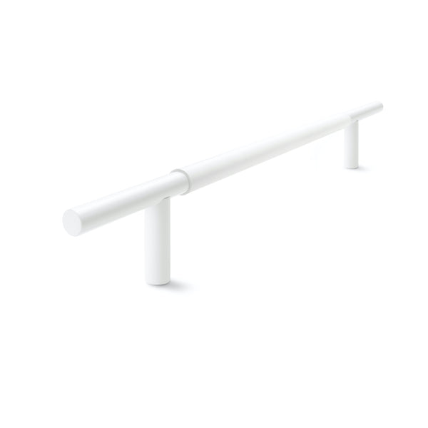 Slim Profile Door Handle | 400mm | White Satin with White Leather Wrap | Back to Back