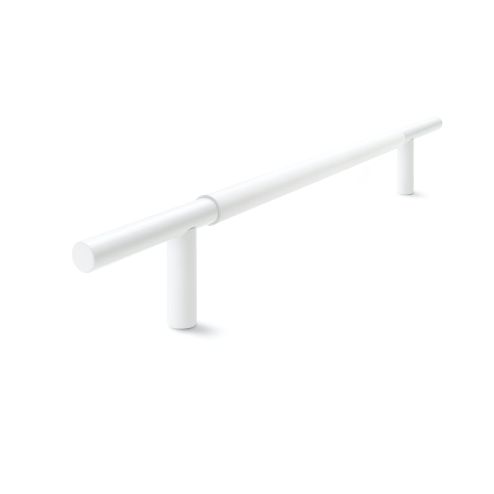 Slim Profile Door Handle | 700mm | White Satin with White Leather Wrap | Back to Back