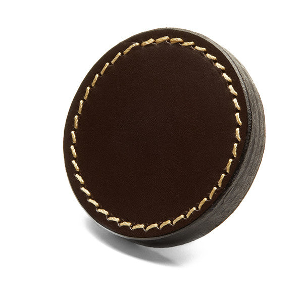 Leather Stacked Joinery Handle | Contrast Stitch | Chocolate