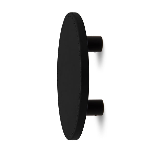 Leather Round Stacked Entry Handle | Single | Black