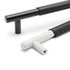Slimline Cabinetry Handle | Black Matt with Natural Leather Wrap | from