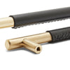 Slimline Cabinetry Handle | Brass Satin with Natural Leather Wrap | from
