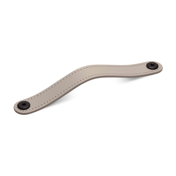 Leather Flat Rounded Handle | Matching Stitch | Classic Grey (Fixings Included)