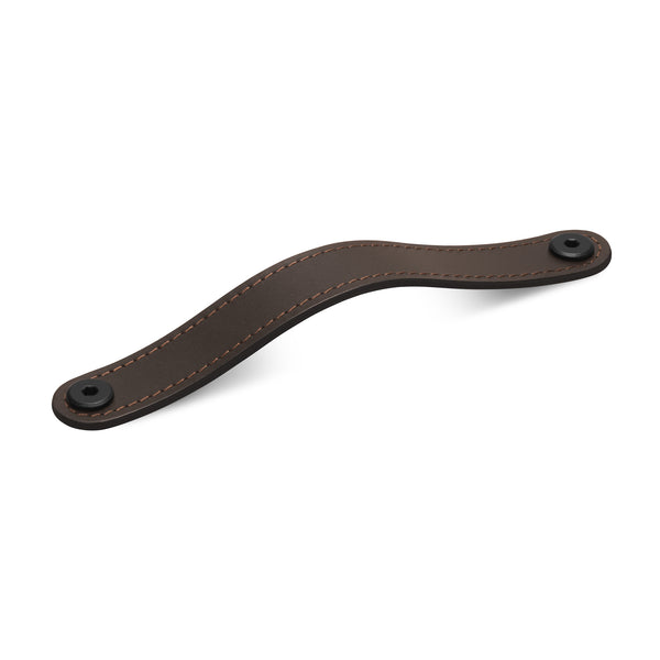 Leather Flat Rounded Handle | Matching Stitch | Chocolate (Fixings Included)
