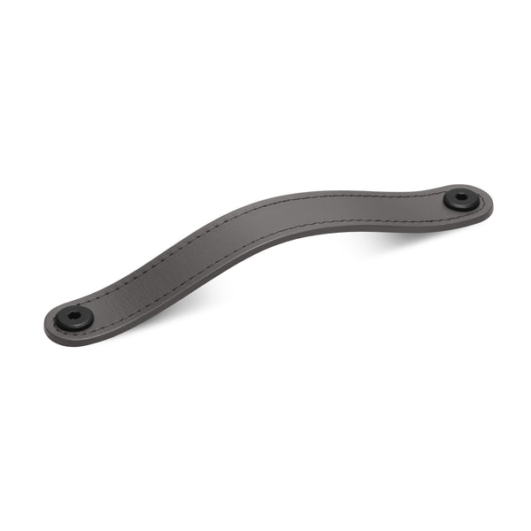 Leather Flat Rounded Handle | Matching Stitch | Slate (Fixings Included)