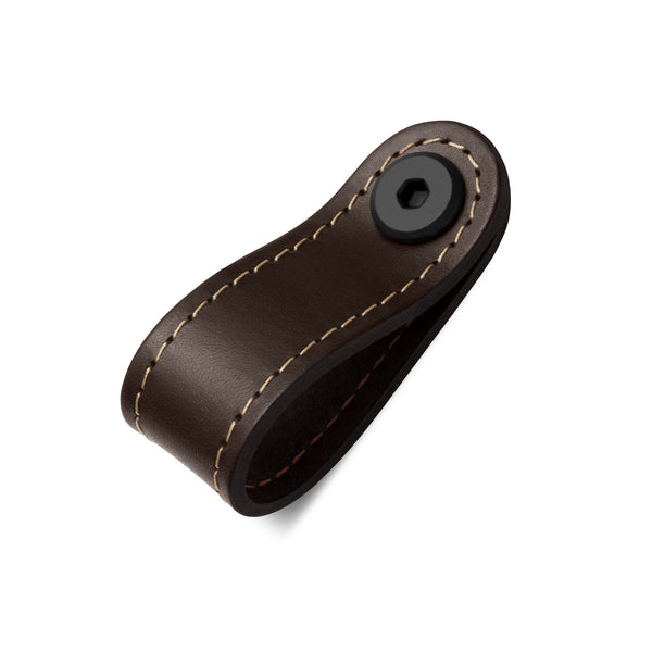 Leather Rounded Tab | Contrast Stitch | Chocolate (Fixing Included)