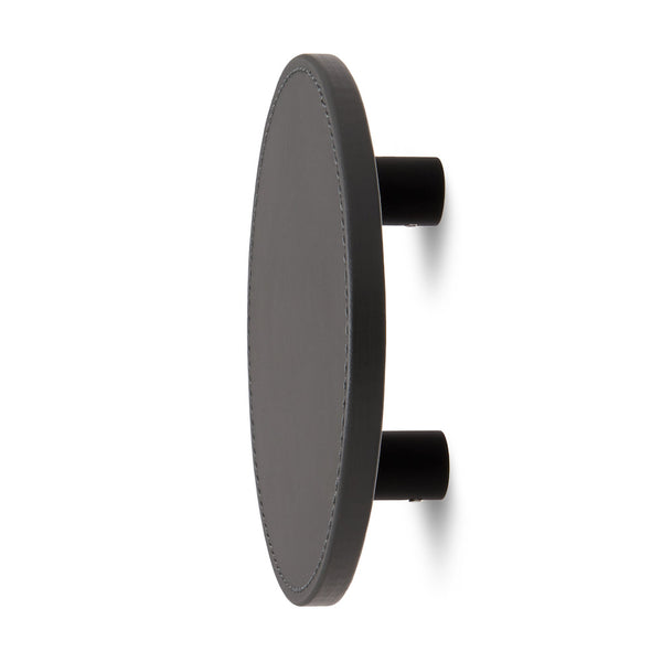Leather Round Stacked Entry Handle | Back to Back | Slate