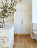 Slimline Cabinetry Handle | Brass Satin with Classic Grey Leather Wrap | from