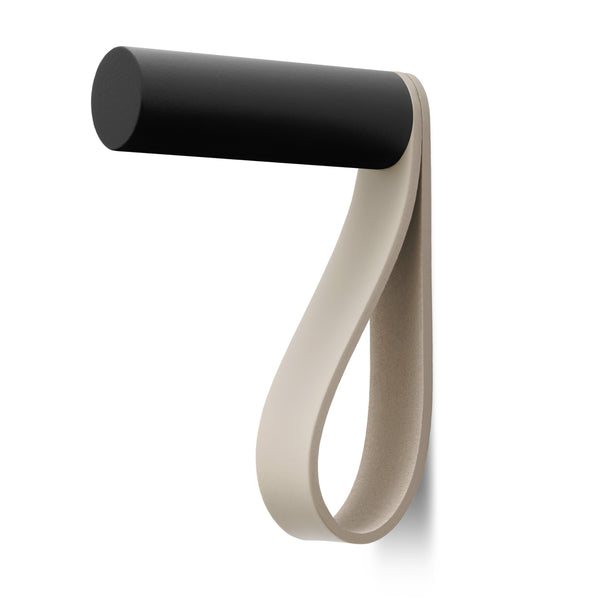 Valet Coat Hook | Unstitched | Classic Grey Leather | Black Hook