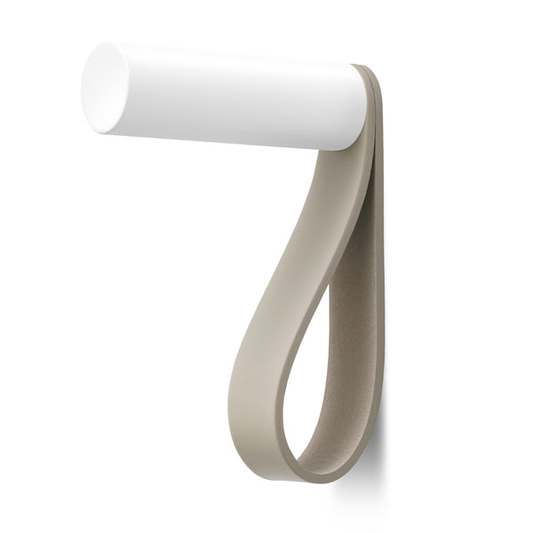 Valet Coat Hook | Unstitched | Classic Grey Leather | White Hook