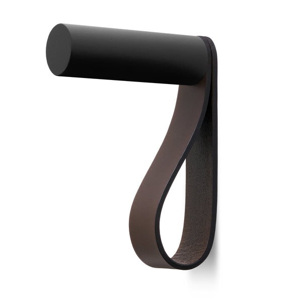 Valet Coat Hook | Unstitched | Chocolate Leather | Black Hook