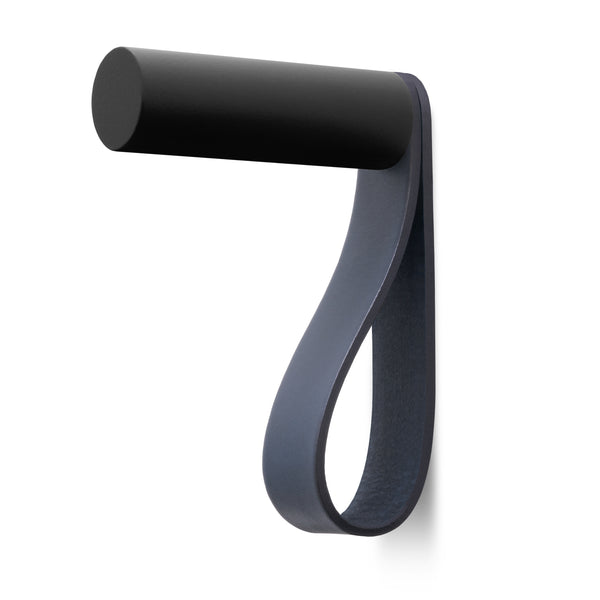 Valet Coat Hook | Unstitched | Midnight Leather | Black Hook