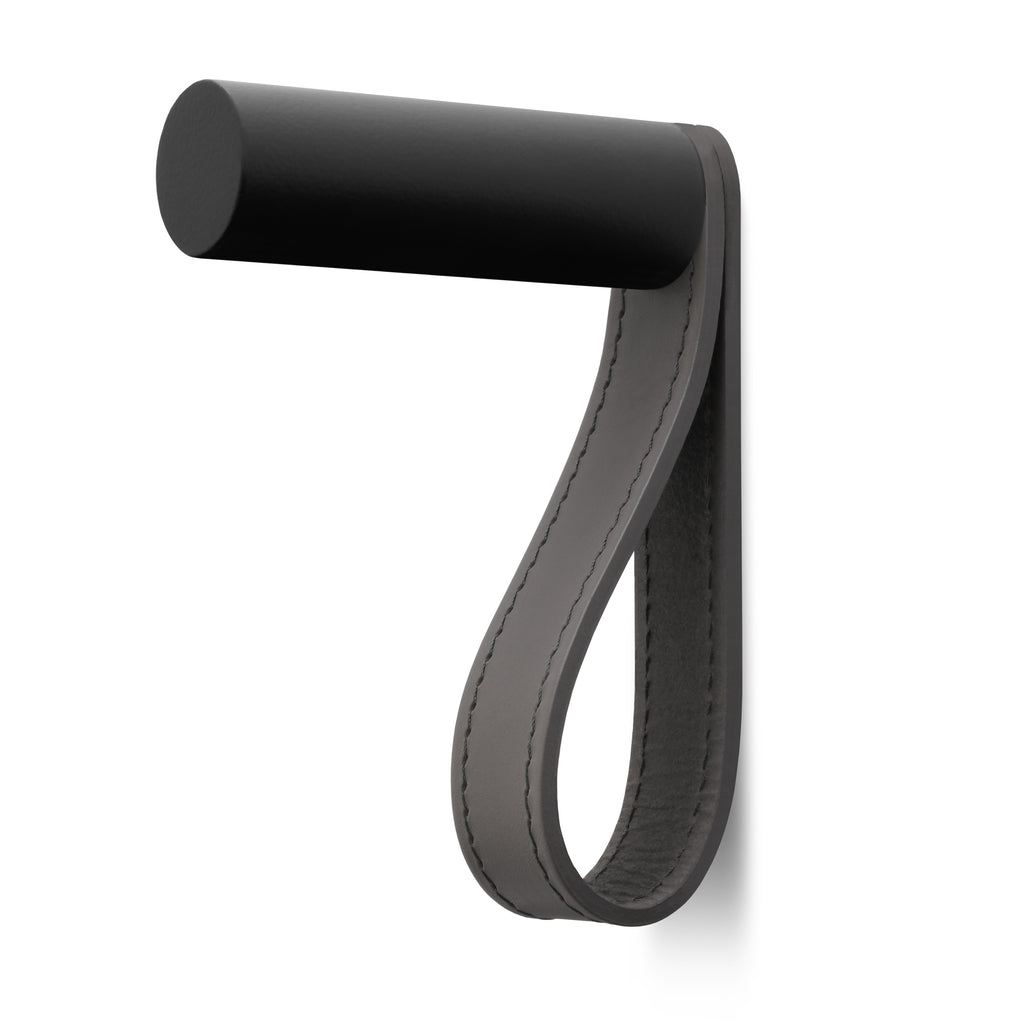 Valet Coat Hook | Matching Stitch | Slate Leather | Black Hook