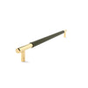 Slimline Cabinetry Handle | Brass Polished with Olive Leather Wrap | from