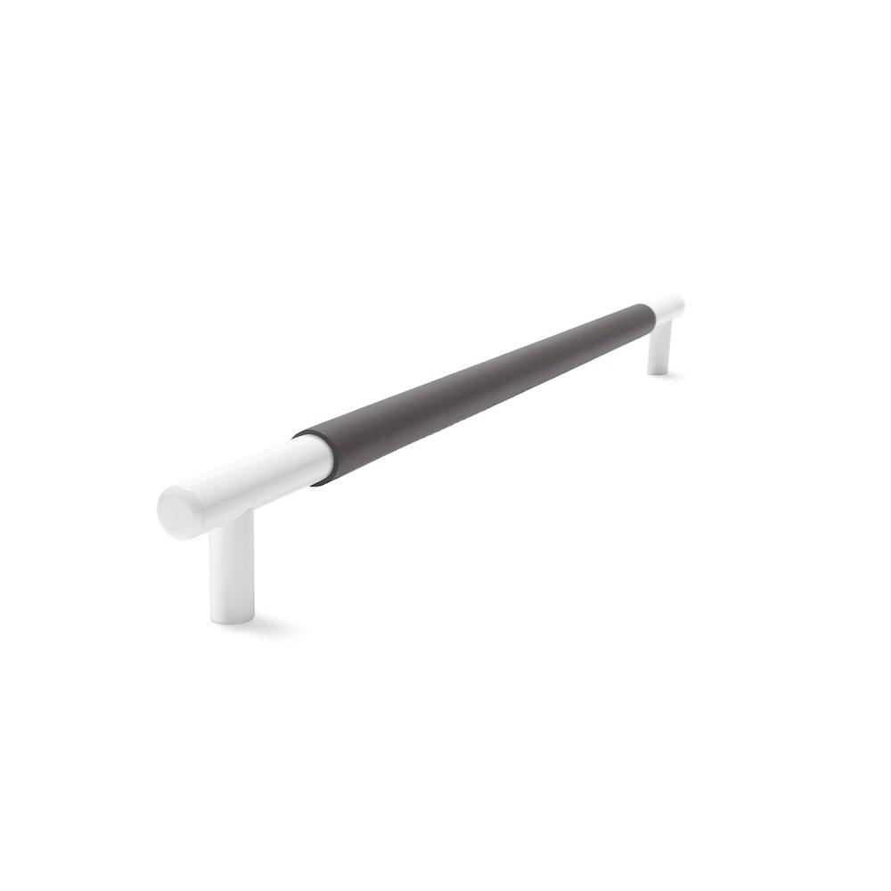 Slimline Cabinetry Handle | White Satin with Slate Leather Wrap | from