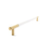 Slimline Cabinetry Handle | Brass Satin with White Leather Wrap | from